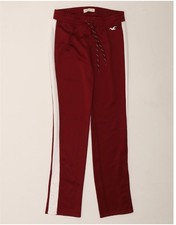 HOLLISTER Womens Tracksuit Trousers UK 6 XS Burgundy Colourblock Polyester DN63