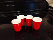 Big Mouth Ceramic Red Cup Shot Glasses - Set Of 4