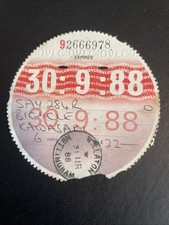 Old Tax Disc September 1988 (Kawasaki) Rare Vintage Motorcycle Disc