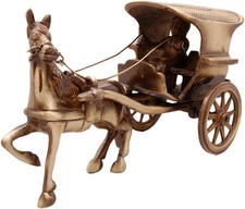 Brass horse cart replica - brass,