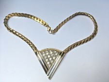 Gold tone necklace,  simulated diamonds  bling, costume jewellery