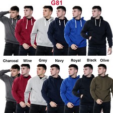 Mens Pullover Hoodie Hooded Sweatshirt Fleece Jacket Jumper Plain Hoody S-8XL