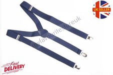Childs Clip-On 25mm Adjustable Trouser Braces - Y Suspender Elastic - Blue