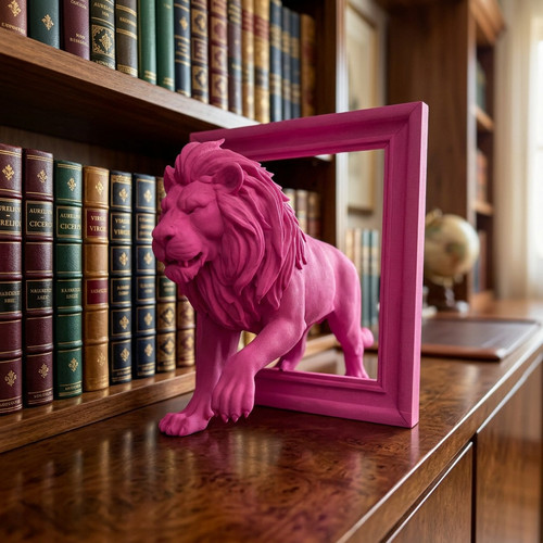 Lion optical illusion frame - lion,