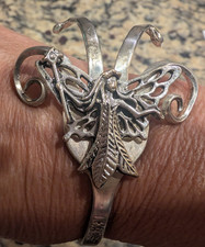 Vintage Whimsical Rogers Silver Plated Hand-forged Fork Artisan Fairy Bracelet