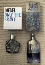 2 Empty Mens Aftershave Bottles & Boxes - Diesel Only The Brave & Just Cavalli