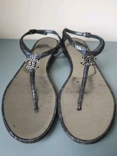 CHANEL SANDALS size 38 uk 5 - women's flats shoes black green straps thongs