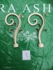 Laura Ashley  Finials Cream Scroll leaf to fit 19mm curtain pole