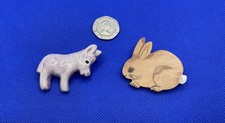 CUTE CERAMIC DONKEY BROOCH & WOODEN RABBIT BROOCH