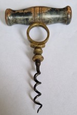 Antique Direct Pull Corkscrew Edwin Wolverson's design Brass & Wood 1900's READ