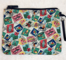 Vera Bradley CUBAN STAMPS Wristlet Travel Make Up Bag Zip Closure