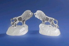 Cristal D'Arques 2 Crystal Glass Lion Figurines - 90s Animal Boutique Collection