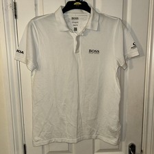 Hugo Boss White Polo Shirt Sailing Alex Thomson racing Size M 