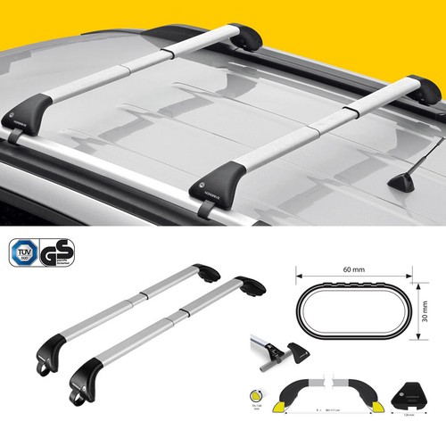 Telescopic aluminium roof bars - aluminium,