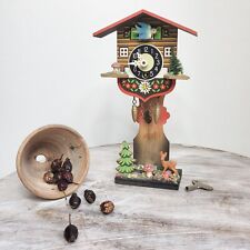 Cuckoo Clock Vtg Black Forest Folk German Bavaria Wind up Wood Painted