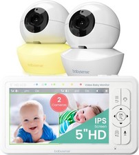 BabySense HD S2 Video BABY MONITOR Digital 5" Split Screen 2 Camera Night Light