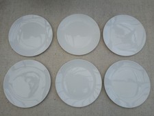 SET OF 6 WEDGEWOOD 'CHALK' WHITE DINNER PLATES 28CM. NEW UNUSED CONDITION
