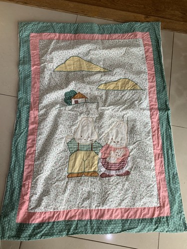 Handmade vintage cot quilt - vintage,