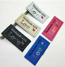 Fabric Labels 'Hand Made With Love' Sew On Garment Clothing Label Tags 50x25mm