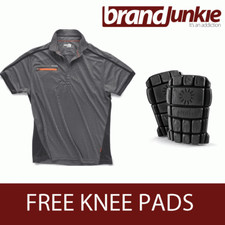 SCRUFFS GRAPHITE ACTIVE PRO ZIP POLO Hardwearing Work Shirt + FREE KNEE PADS