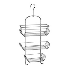 3 Tier Chrome Wire Shower Caddy Hook Hanging Bathroom Shelf Storage Organiser