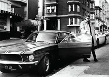 Steve McQueen Bullitt Mustang Scene BW POSTER
