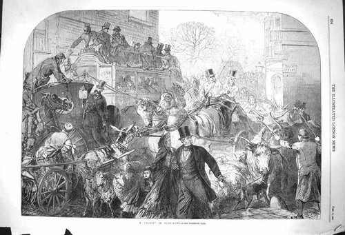 Old antique print 1864 block - old,