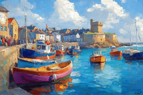 Seaside seascape fishing boats - seaside,