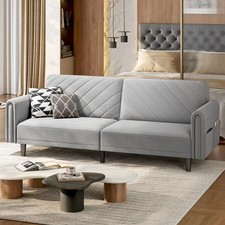 Convertible 3-Seater Fabric Sofa Bed – Futon Couch for Small Spaces