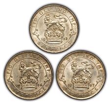 3-Coin Great Britain Silver .2523 oz ASW 6 Pence - Luster - KM-815 - F3862