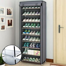 10 Tier Cabinet Storage Grey Organiser Shoe Rack Stand Holds 27 Pairs Dustproof