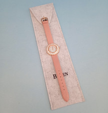 Diamonique DMQ Ladies Watch Pink Leather Strap Crystal Encrusted Case