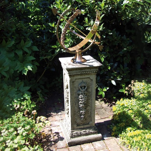 Floral armillary stone garden - stone,