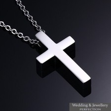 Mens Chain Necklace Silver Gold Cross Pendant Rosary Jesus Men's Stainless Steel
