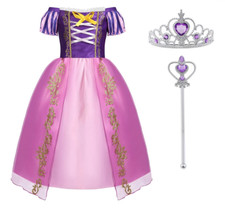 Rapunzel Princess Costume Fancy Dress with Accessories - 9-10yrs (FD170)