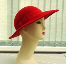 Retro Vintage 1940`s style red wool felt hat  by Bermona Trend Made in England