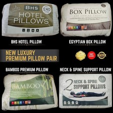 Luxury Bamboo Egyptian Box Neck Support BHS Hotel Quality Pillow Pair UK Sizes