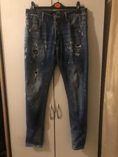 Alessandro Zavetti paint speckled blue ripped jeans 30”
