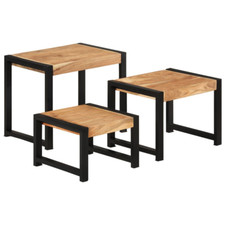 Vintage-Style Nesting Tables 3 Pcs Solid Wood with Sheesham Finish