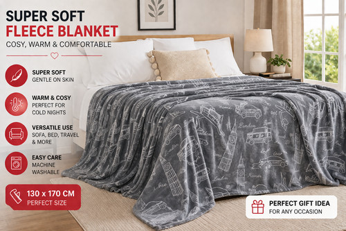 Fleece blanket throw 130x170cm - fleece,