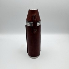 Vintage Hip Flask The Bridge Leather Set – 4 Stainless Cups – England