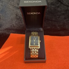 Sekonda Classique Men’s Watch with Black Dial, Date Window, Gold Tone Bracelet