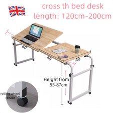 Mobile Over Bed Sofa Side Table Rolling Laptop Computer Desk Height Adjustable