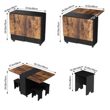 Industrial Folding Drop Leaf Butterfly Dining Table Set Kitchen Rustic Brown UK
