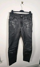 Vintage Levi's Real Leather Pants 30x32 Black Biker 90's Unisex Trousers 