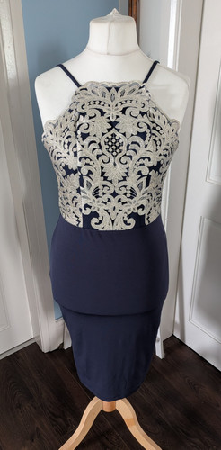 Chi navy lace dress - navy, &