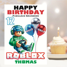 ROBLOX Headphones Boys Birthday Card Personalised Grandson, Son, Brother, Nephew