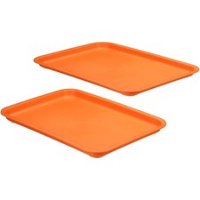 14x10" Fast Food Tray Plastic Orange Reusable Multi-Purpose Serving Tray 2 Pack