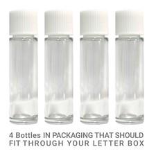 Small round 10ml Clear Glass Bottle with White ribbed screw neck cap