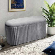 Grey Velvet Storage Ottoman